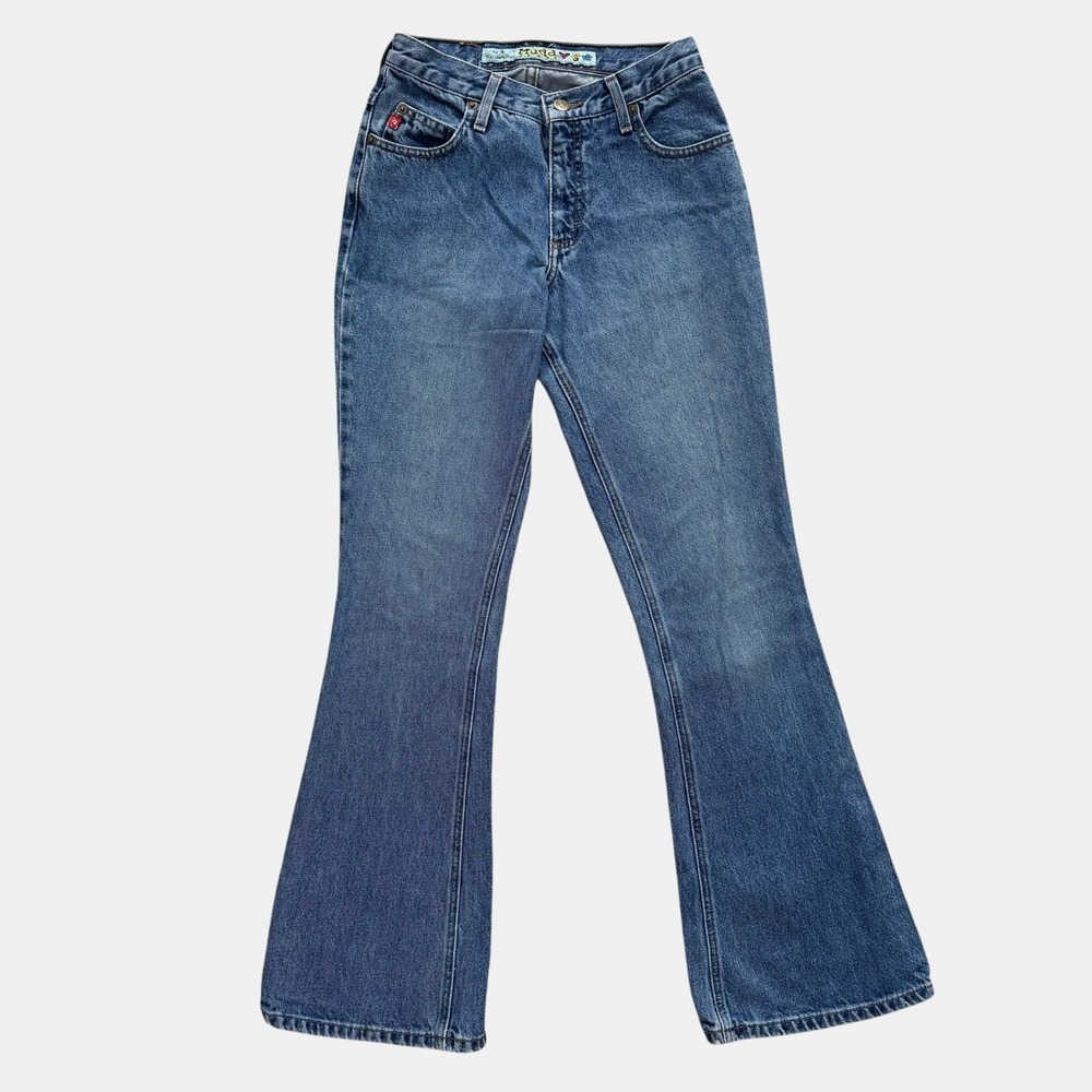 Mudd Jeans Vintage 90s Y2K Flare Leg Denim Mid Rise Blue Size 0 2‎ 25 Retro Boho